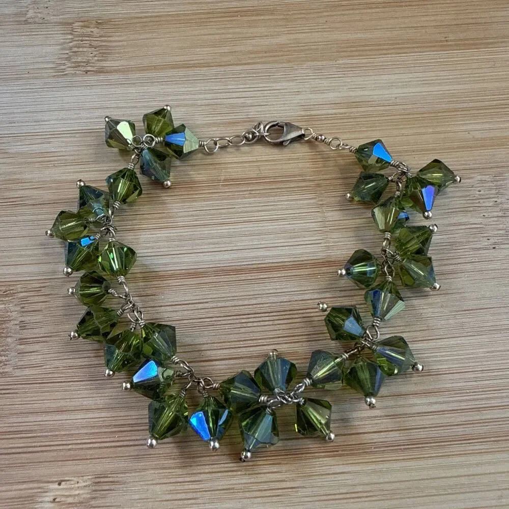 GREEN CRYSTAL BEAD BRACELET UNBRANDED￼VIN